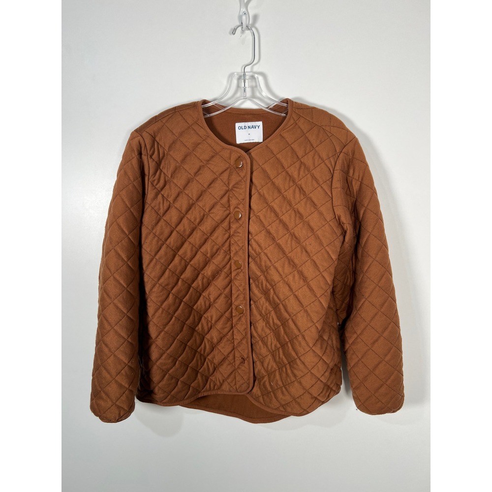 Old Navy‎ Rust Brown Quilted Diamond Snap Front Jacket Boho Western Medium